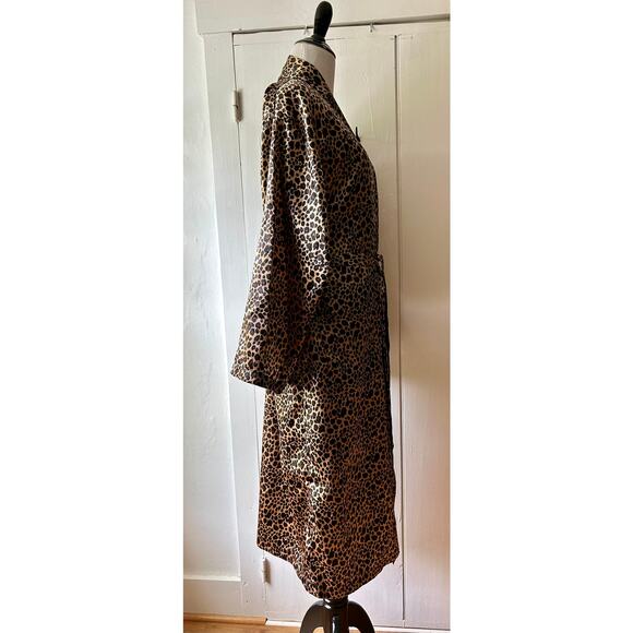 Bloomingdale's leopard print robe one size long kimono style belted silky - Picture 10 of 16